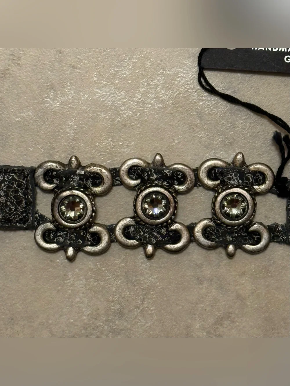 NWT Leather Rock Rhinestone Snap Bracelet